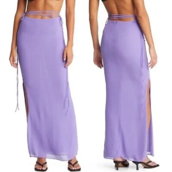 NWT House Of CB Maxi Skirt Amalfi Violet Cut Out Mermaid Vacation Beach Flowy - Image 7