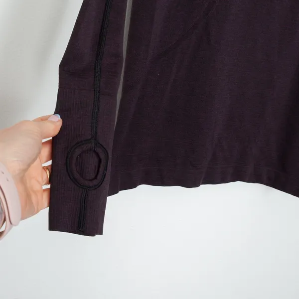 Lululemon Swiftly Tech‎ Long Sleeve Floral Shirt Purple Size 6 Thumbhole Running - Image 5