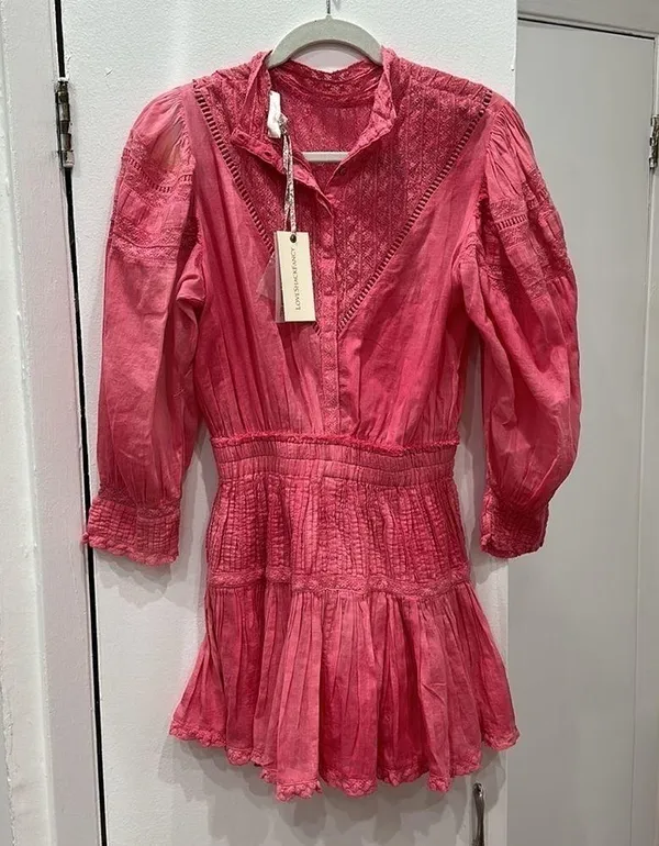 NEW NWT LoveShackFancy Viola Mini Babydoll Dress Pink XS - Image 6