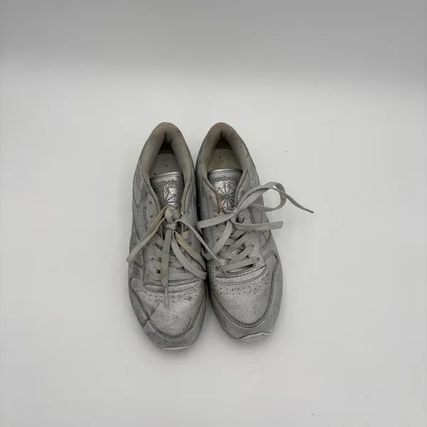 Reebok Shoes Womens 7.5 Classic Casual Sneakers Silver Leather Lace Up BD5757 - Image 5