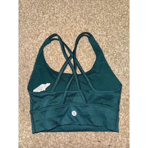 LULULEMON Sports Bra‎ Women ENERGY Longline High-Neck Green Size 2 - Image 5