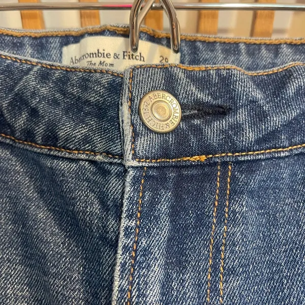 Abercrombie & Fitch Women’s High Rise The Mom Jean Curve Love in Dark Destroy 29 - Image 8