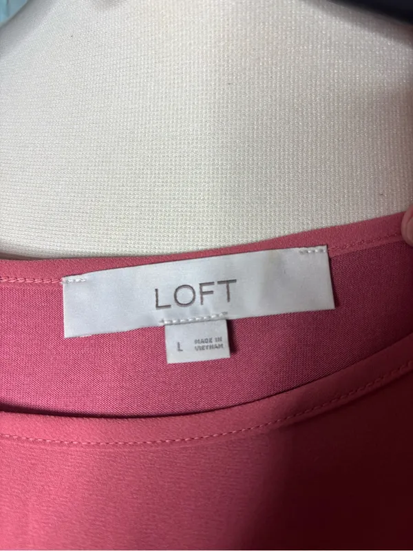 LOFT Pink Ruffle Sleeve Scoop Neck Blouse - Image 3