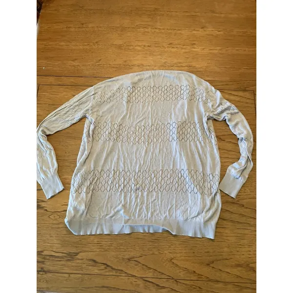 Women's Gray Geometric Knit Open-Front Cardigan Sweater Long Sleeve Size S - Image 3
