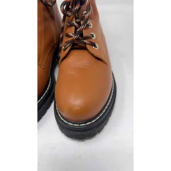 Anthropologie Maeve combat boots in honey brown leather sz 38 8 - Image 5