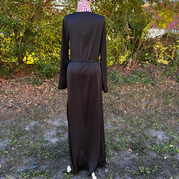For Love & Lemons X‎ Jaime King La Lydia Wrap Dress Black Satin High Slit Size S - Image 5