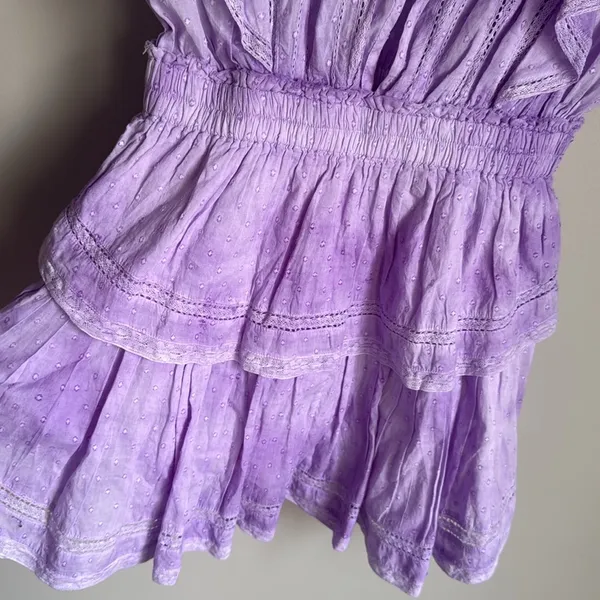 LoveShackFancy Natasha Ruffled Sleeve Tie Dye Mini Dress Small - Image 9