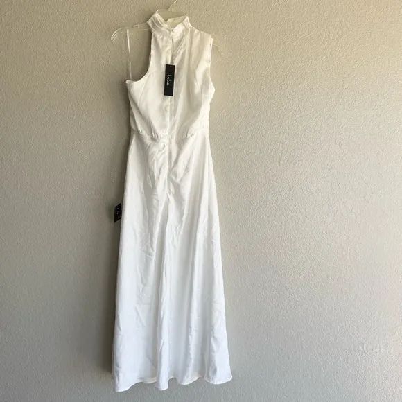 NEW LULUS Distinctive Charm White Satin Asymmetrical Midi Dress SZ XS - Image 10