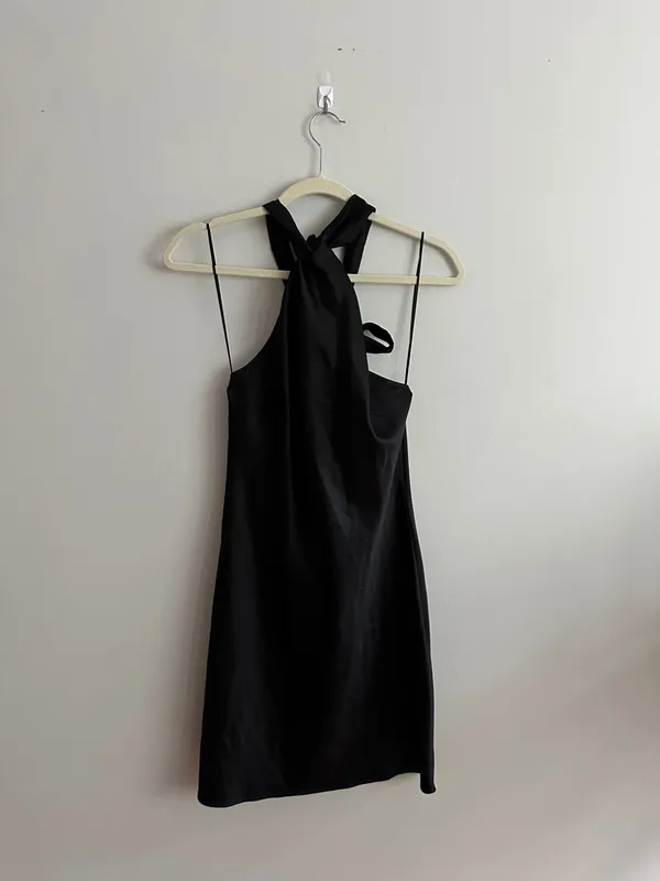 Topshop Black Halter Mini Dress - Image 4