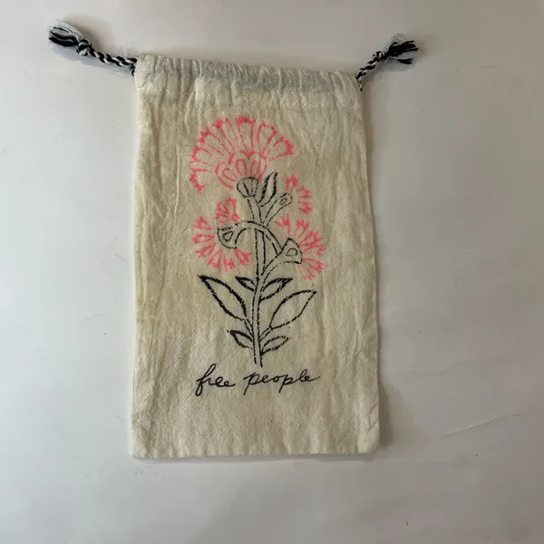 Free People Linen Draw‎ String Drawstring Off-White Reusable Jewelry Dust Bag - Image 2