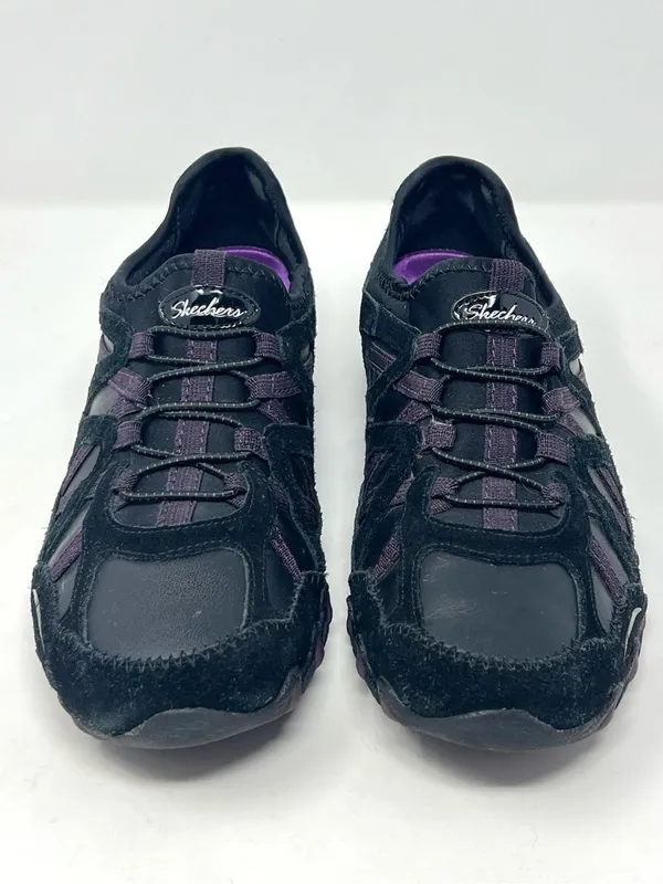 Skechers Bikers 22374 Black Purple Leather Sneakers Women’s 7.5 - Image 8