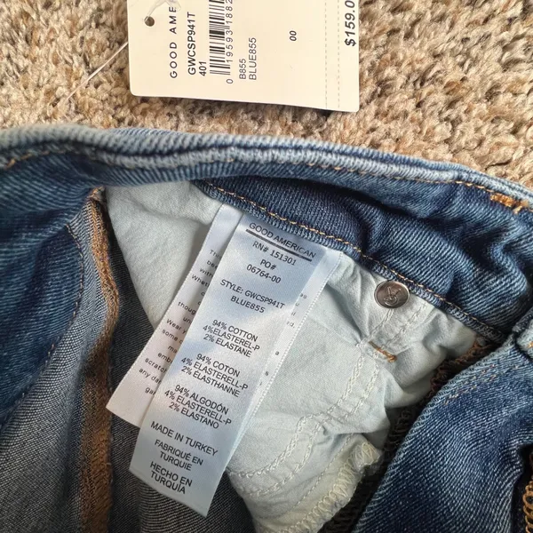Good‎ American Blue High Rise Straight Leg Jeans Ripped Distressed Size 00 24 - Image 4
