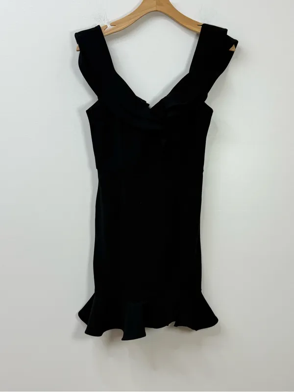 Hello Molly Black Ruffle V-Neck Mini Dress size M - Image 5