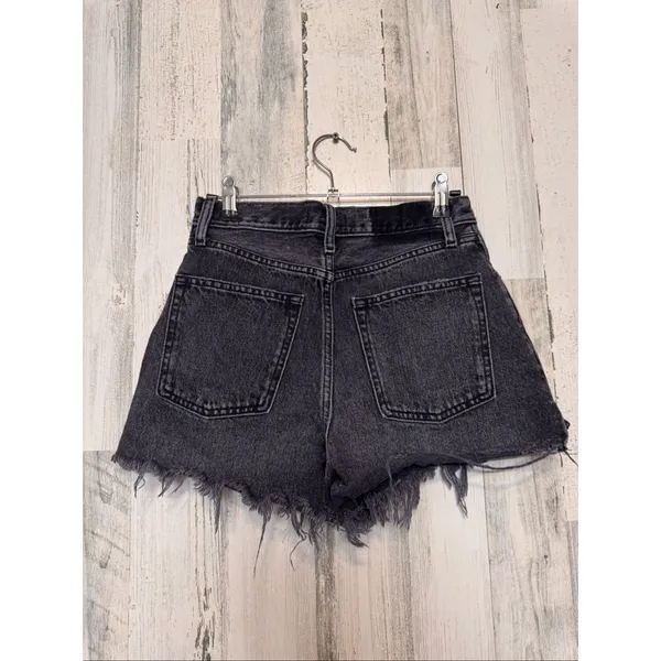Abercrombie & Fitch Black High Button Fly Denim Shorts Womens Size 2 / 26 Frayed - Image 3