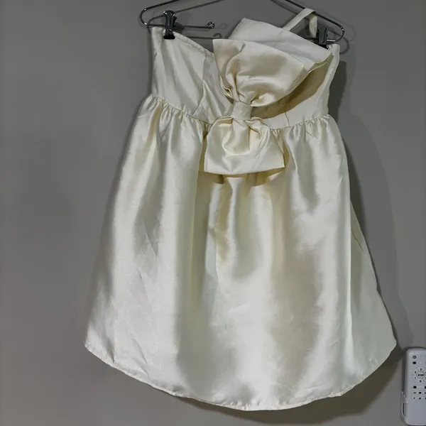 Petal & Pup Ellah Satin Bow Front Mini Dress Ivory White Size Medium M - Image 2