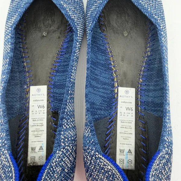 Rothy’s The Point Indigo Heather Blue White Knit Ballet Flats‎ Size 6 Washable - Image 11