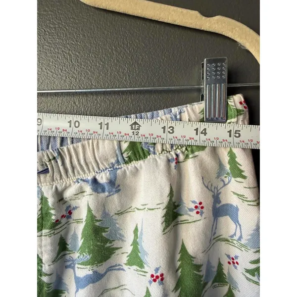LL Bean Ladies Pajama Pants with Holiday Reindeer and Tree Print - Image 5