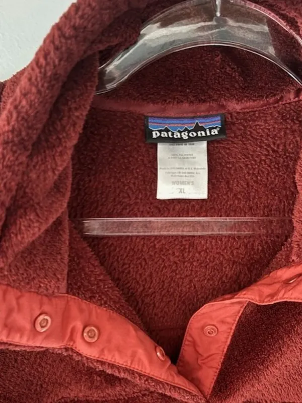 Patagonia Re-Tool Snap-T Polartec Thermal Pro Fleece XL Burgundy Rust Trim Cozy - Image 5