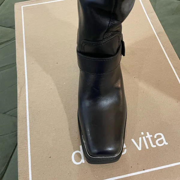 Dolce Vita Black Heeled Boots with Buckle Detail - Image 4