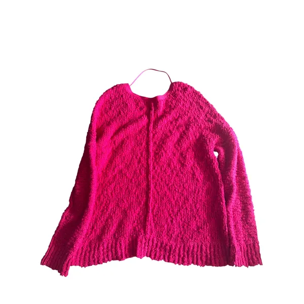Free‎ People Textured V Neck Oversized Sweater Magenta Pink Women's Medium - Image 2
