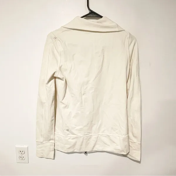 Lululemon Daily Yoga Jacket Polar Cream Collared Athletic Full Zip‎ Size 6 - Image 5