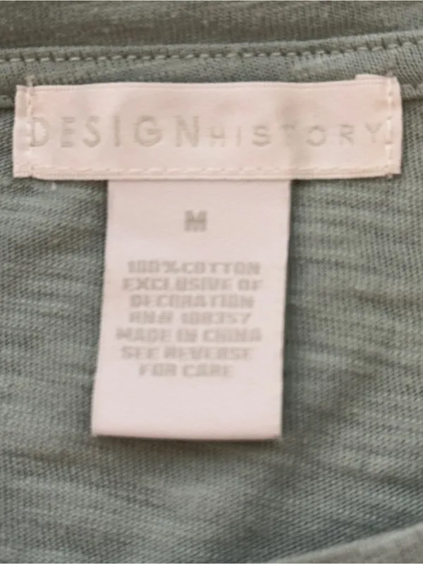 Design History Sage Green Crochet Sleeve Tee Sz M - Image 6