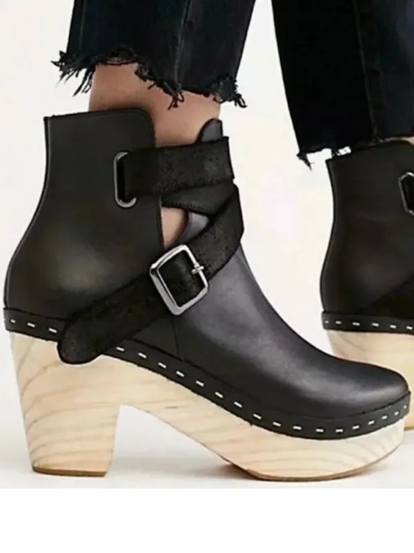 EUC Free People Leather Bungalow Clog Heeled Boots Black Size 9.5 - Image 2