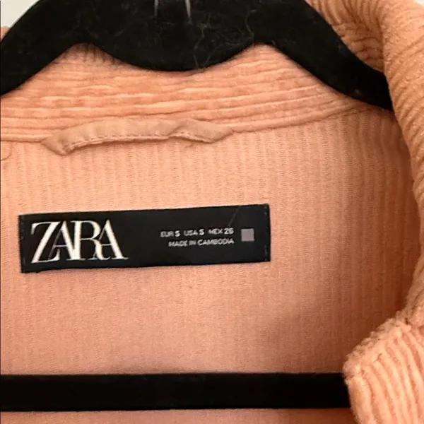 Zara Peachy Coral Corduroy Shirt Jacket - Image 4