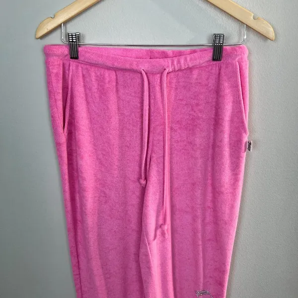 Juicy Couture Sleepwear Jogger Pants Large Pink Studded‎ Drawstring Lounge - Image 9
