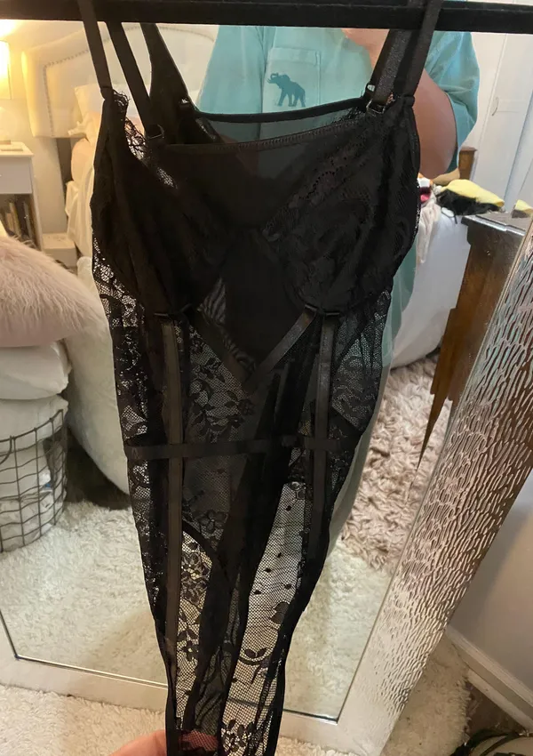 Lace Lingerie Bodysuit Black - Image 2