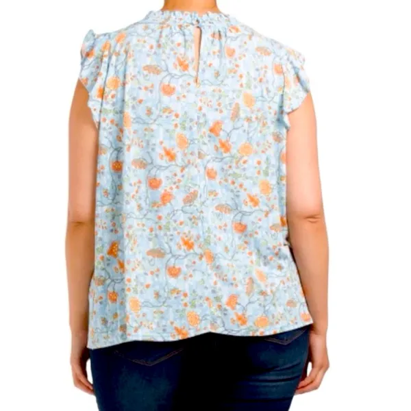 Melloday Floral Ruffle Neck Top - Image 6