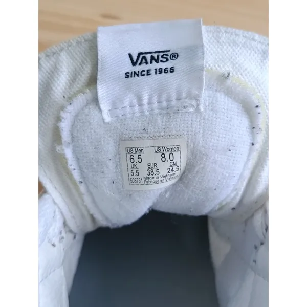 Vans Sk8-Hi High Top Sneakers Men's 6.5 Women's 8 Beige Blue Canvas Skate Shoes - Image 11
