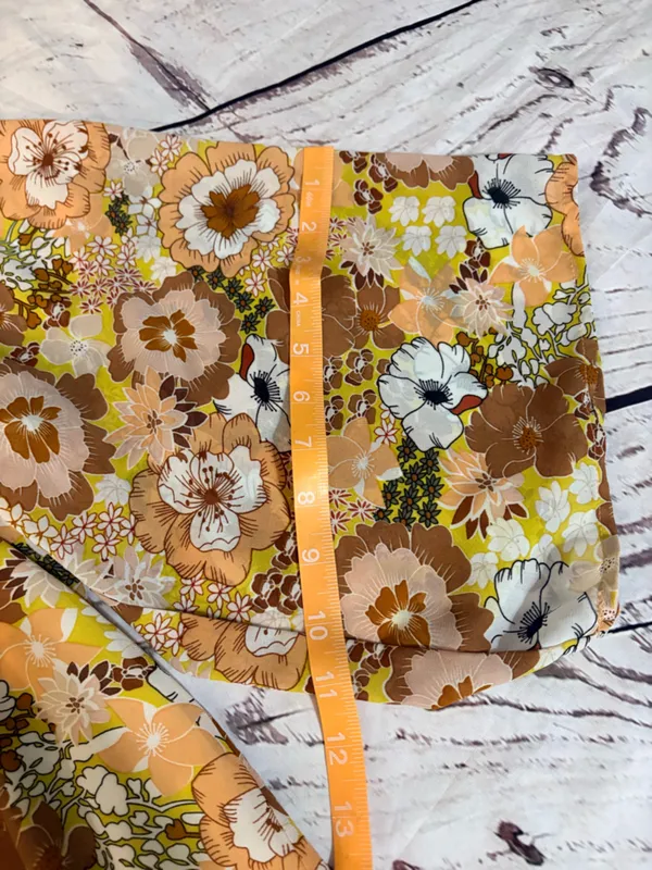 MELLODAY WOMENS retro Yellow & Brown Floral v-neck XL Top - Image 6