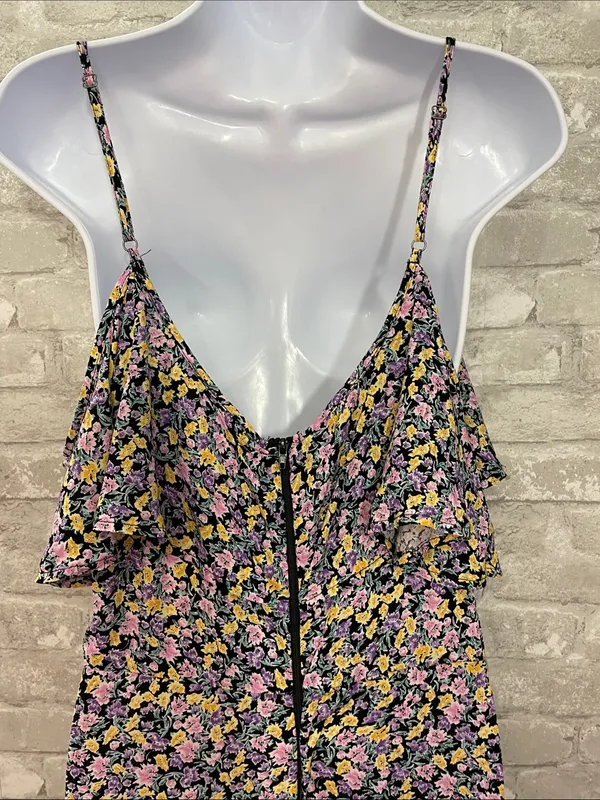 Rewind Black Hi-Low Maxi Dress with Pink & Yellow Floral - Image 2