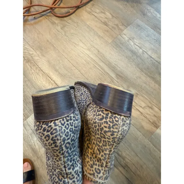 Lucky Brand Leopard Print Calf Hair Ankle Boots Brown Black Block Heel Size 8M - Image 5