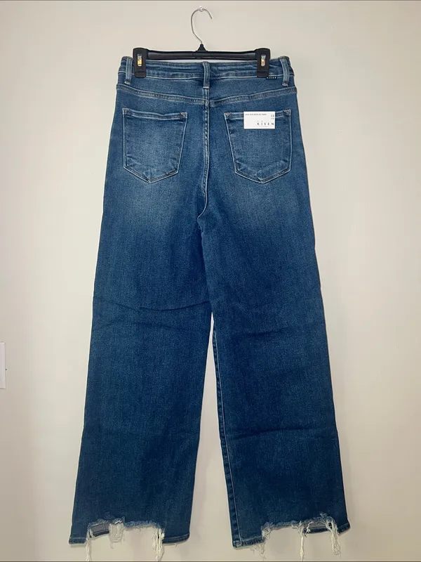 Risen Jeans Wide Leg High-Rise Women's Jeans - Dark Blue - Image 4