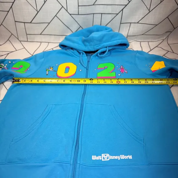 Disney Zip Up Hoodie XL Blue 2024 Walt Disney World Character Graphic Sweatshirt - Image 2