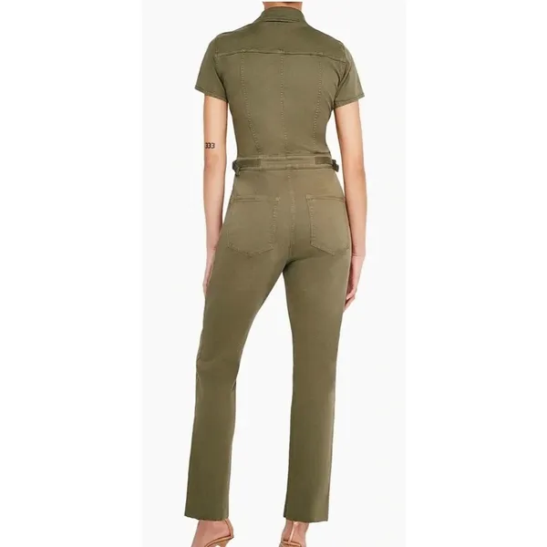 Good American Fit For Success Denim Jumpsuit Olive Utility Straight Leg Size S - Image 10