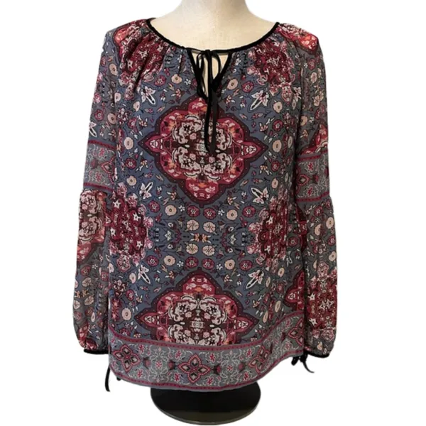 White House Black Market floral blouse sz 6 - Image 2