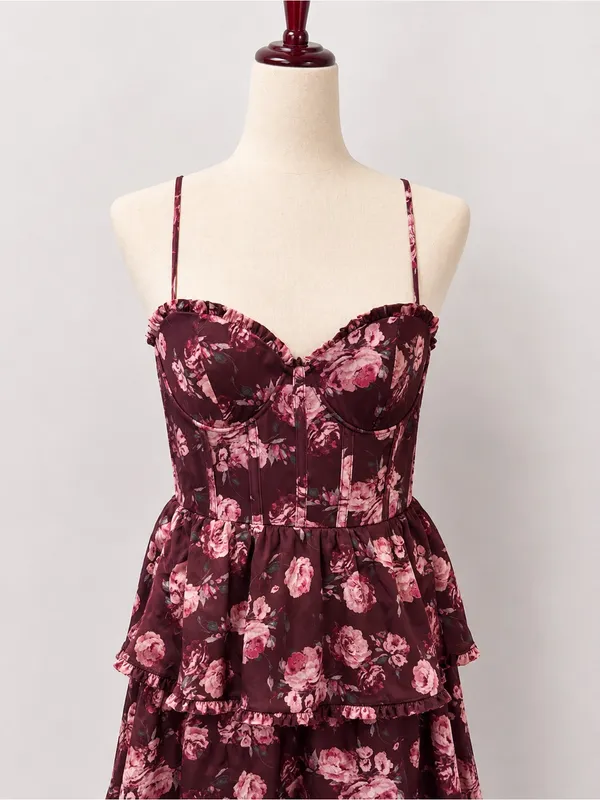 Altar’d State Stellini Wine Floral Corset Maxi Dress Small - Image 5