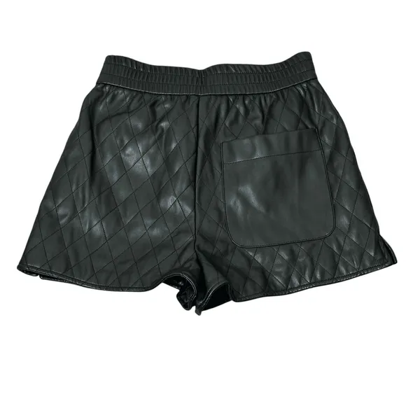 Zara Quilted Diamond Faux Leather Shorts Black Edgy High Rise Size XS - Image 4