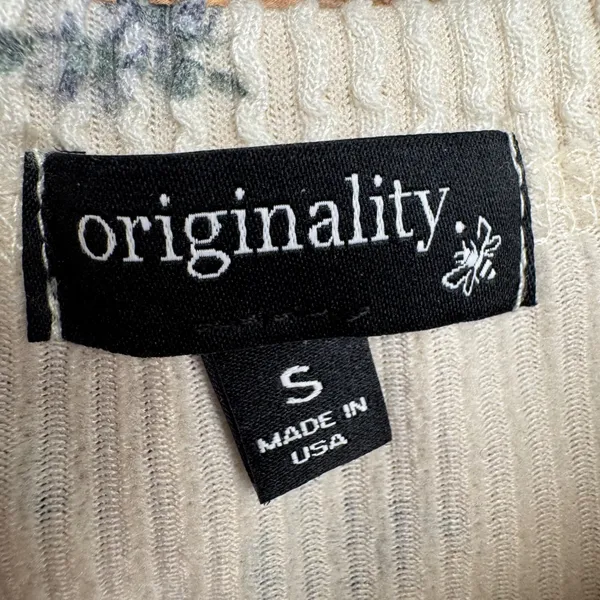 Originality Floral Print Textured Knit Cropped Long‎ Sleeve Sweater Top Size S - Image 3