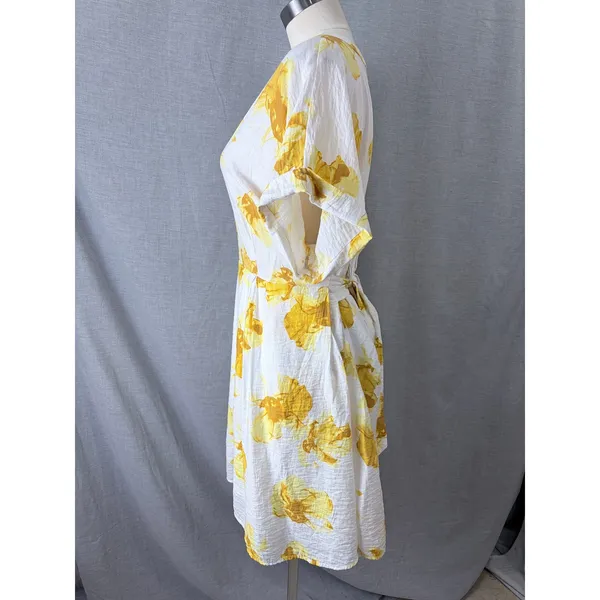 Simply Vera Wang Yellow Floral Rayon‎ Blend Shift Dress White XL Wedding Guest - Image 6