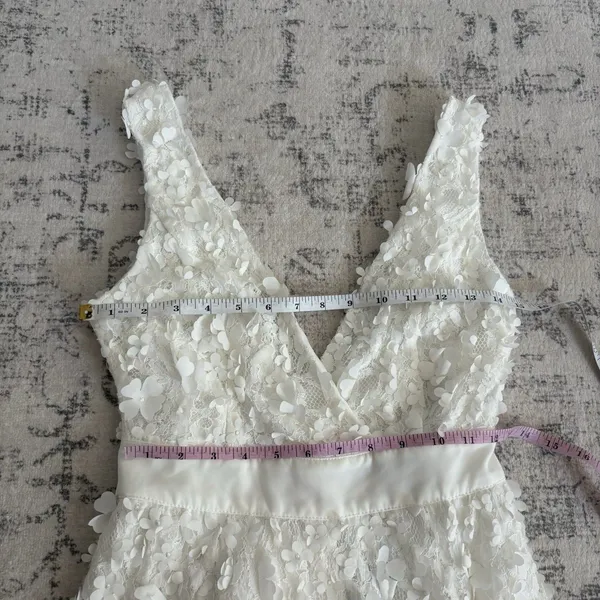 Lulus Totally Beautiful White 3D Floral Tie-Strap Skater Mini Dress Size Small - Image 6