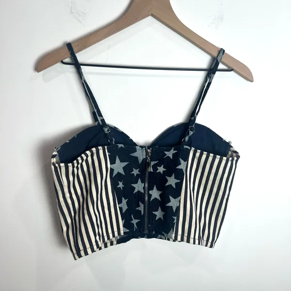 Papaya Cropped Corset Stars and Stripes Patriotic Top - Image 2