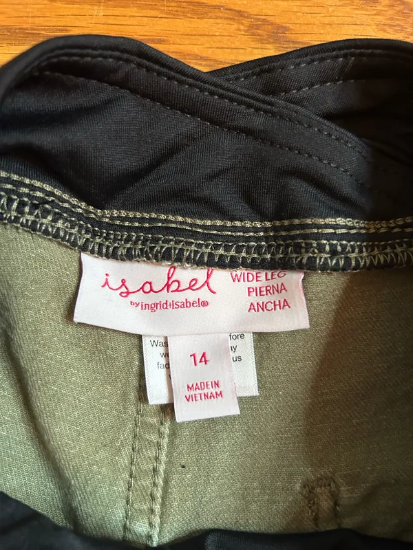 Isabel Maternity Ingrid & Isabel olive maternity wide leg 14 nwot - Image 3