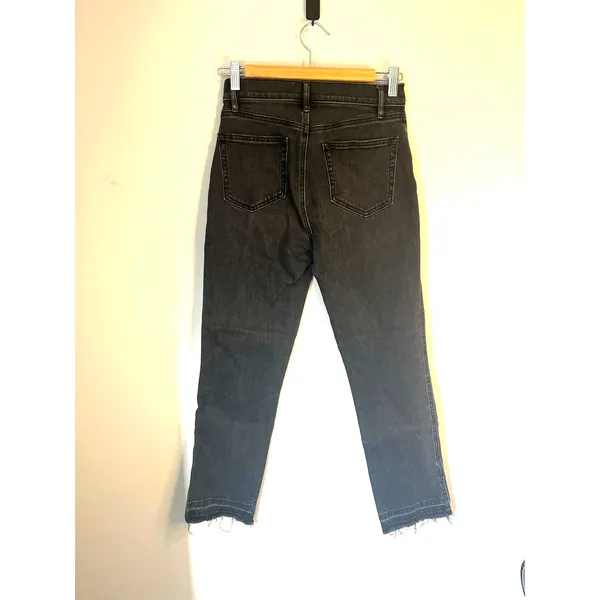 Lou & Grey Black Gray Wash High Waist Straight Cropped Undone Hem Jeans sz. 26 - Image 2