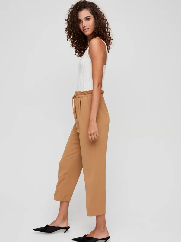 NEW Aritzia Wilfred Kari Paperbag Pants Mustard Yellow Relaxed Fit Size S chic - Image 4