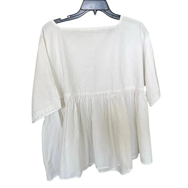 Peruvian Connection 100% Cotton White Blouse Size Small Medium - Image 4
