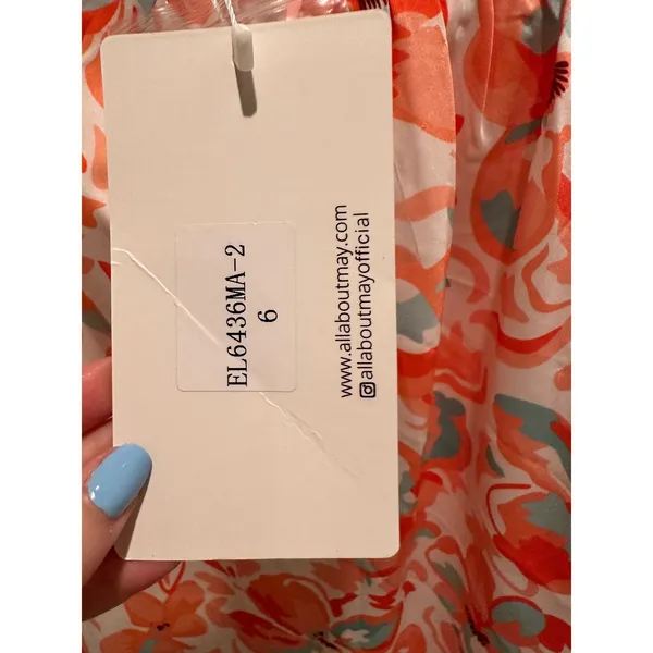 NWT All About May Orange Floral Halter‎ Midi Dress Size US 2 Vacation Open Back - Image 9